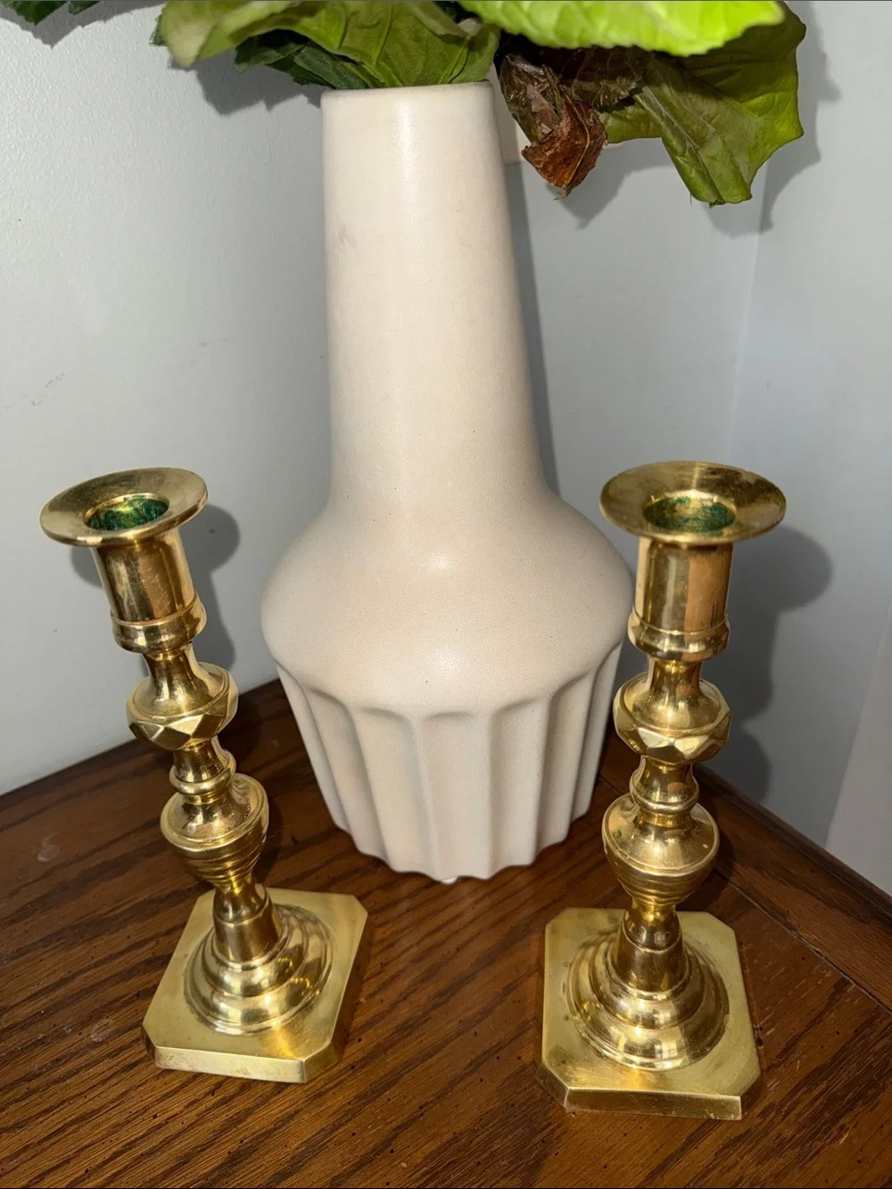 Vintage Stamped Rostand Brass Beehive Diamond Taper Candle Holders 9 inches Tall